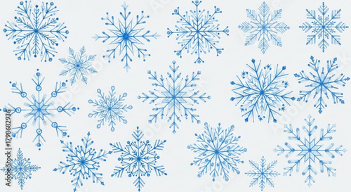 Charming blue snowflake pattern, perfect for winter holiday cards, festive backgrounds and seasonal designs adds a touch of frosty elegance for any project