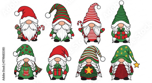 Festive Christmas Gnomes Clipart Collection for Holiday Decor and Crafts, Perfect for Spreading Cheer and Whimsy During the Yuletide Season