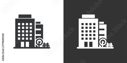 Building and Park icon. Solid glyph series icon