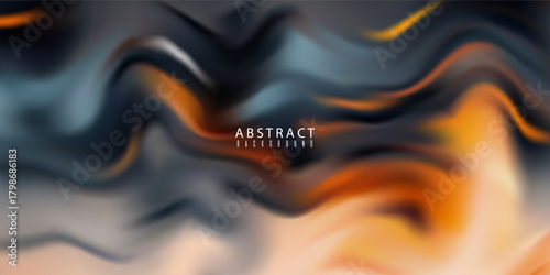 Abstract fluid background featuring warm orange and cool grey tones blended in smooth swirling motion, creating a modern artistic texture.