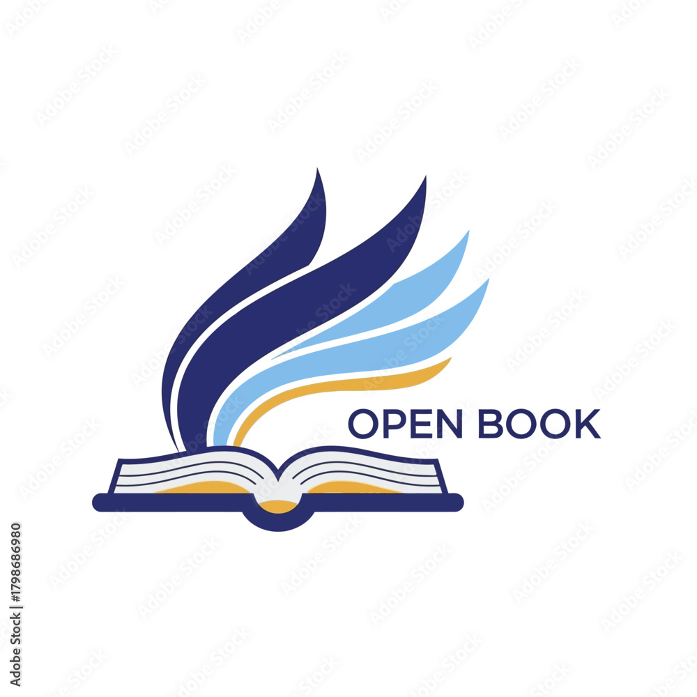Obraz premium Open book with wings soaring high representing knowledge and learning.