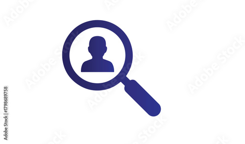 Magnifying glass focused on a silhouette of a person icon