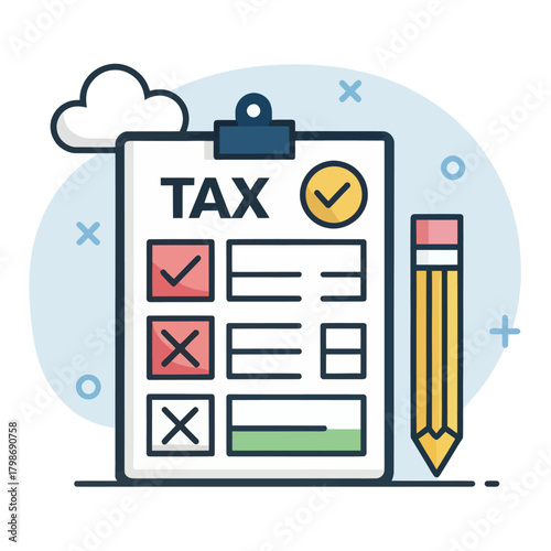 A 1040 GST Tax Form Icon in Flat Vector Design