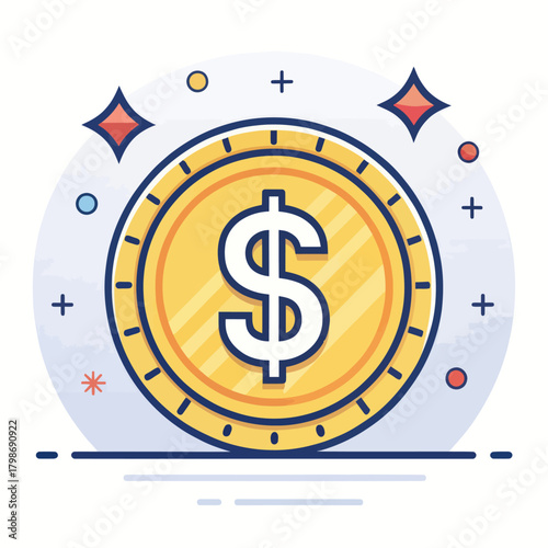A Bold Minimal Flat Design Vector Icon of a US Dollar Coin