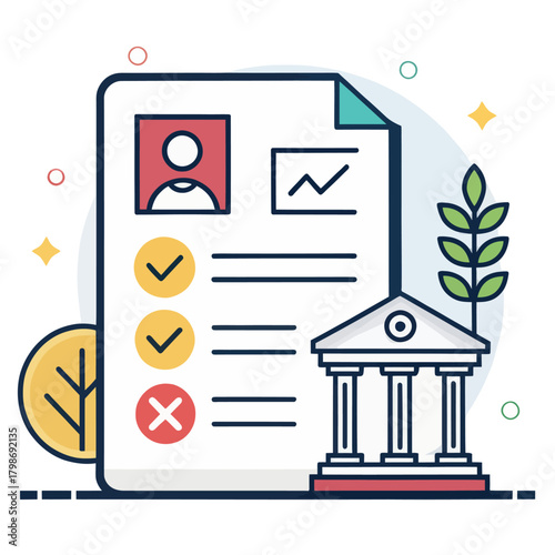 Conceptual representation of a bank account document icon