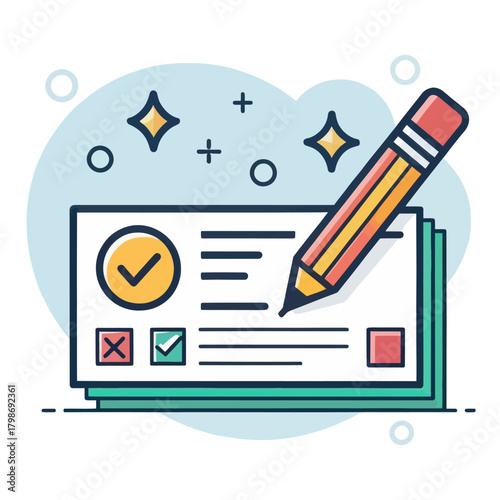 Flat Check Icon Vector Design Depicting Financial Transactions