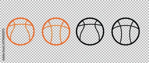 set of basketball ball vector, sports basketball icon, colorful and black basketball icon. vector illustration.