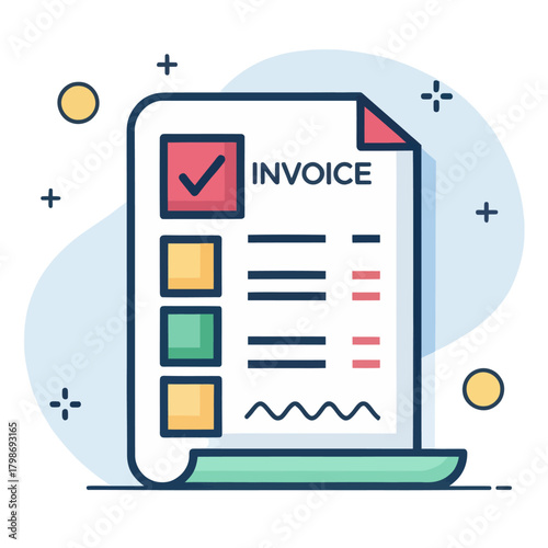 Flat Vector Invoice Icon in Minimalist Bold Design