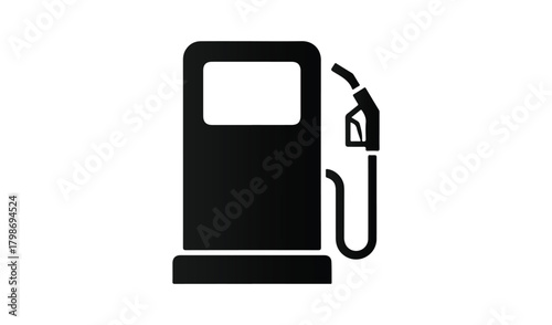 Black silhouette of a gas pump with hose and nozzle