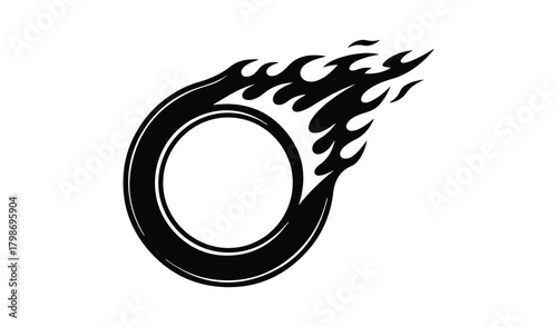 Ring of fire symbol with flames and distressed texture