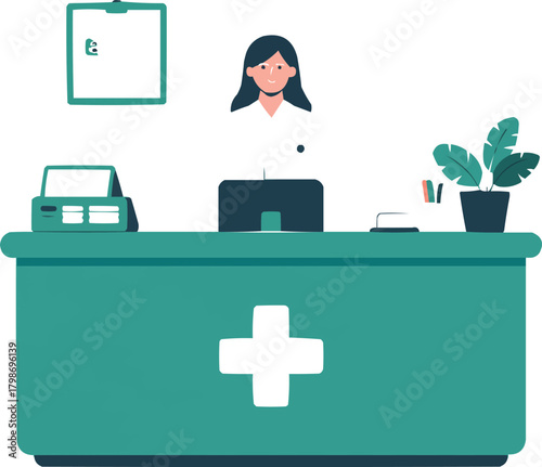 Medical Reception Desk Icon  Clinic and Hospital AdministrationMedical Reception Desk Icon  Clinic and Hospital Administration