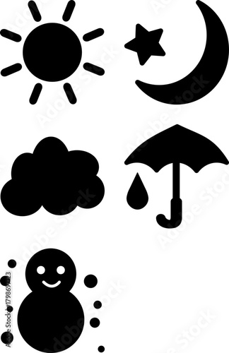 Weather Symbols (Rain, Sun, Umbrella)