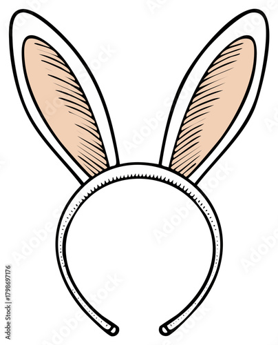 Bunny Ears Headband with Soft Pink Inner Ear Detail and Sketchy Texture