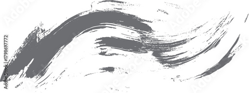 Abstract grey brush stroke texture with rough edges and speckled detail on white background black