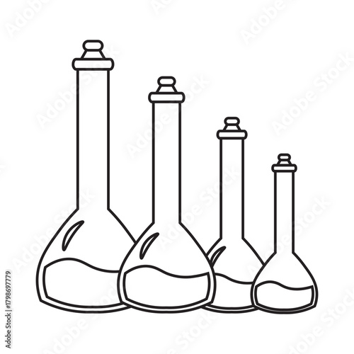 laboratory flasks set line icon