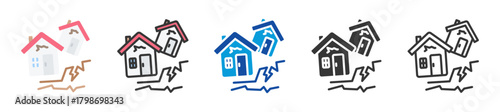 earthquake icon set multi style various collection