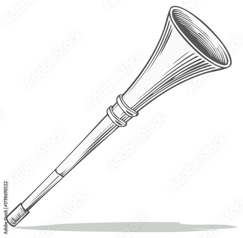 Stylized Illustration of Shofar Horn Instrument for Religious Celebration