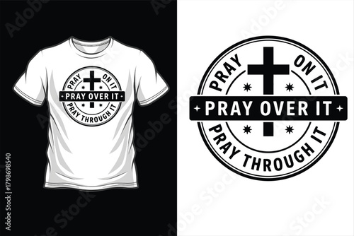 Christian tshirt design with cross and prayer quote