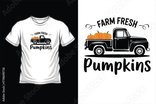 Farm fresh pumpkins text and graphic design