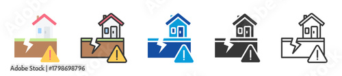 seismic risk icon set multi style various collection