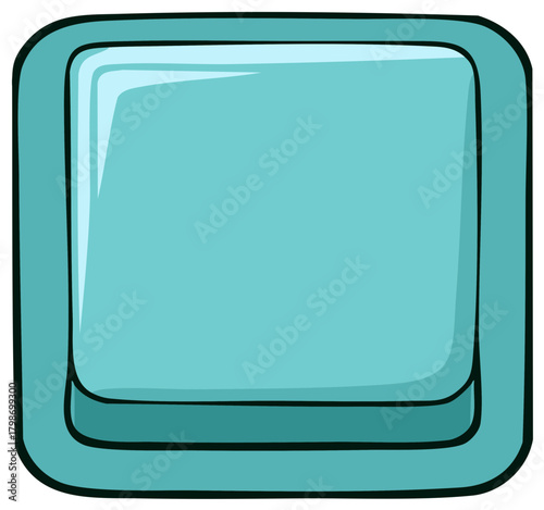 Illustration of a Teal Button - Square Form, Simple Rounded Design with Outline