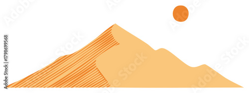 Abstract desert graphic featuring warm sand dunes under a radiant sun