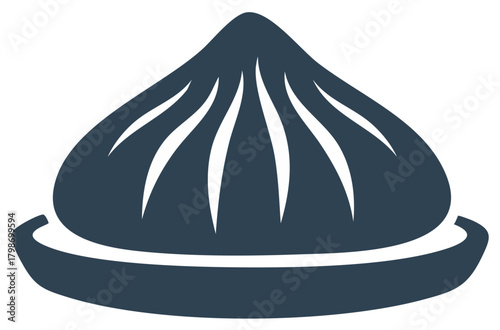 Dumpling with pleats, Asian cuisine illustration