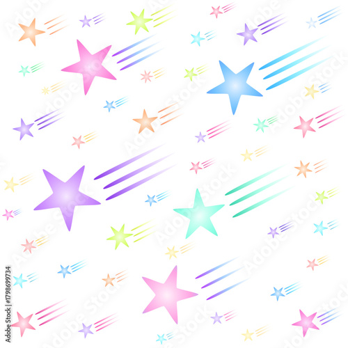 Y2K Glitter Shooting Stars Pattern | Colorful Neon Comet Design (Transparent Background SVG)
