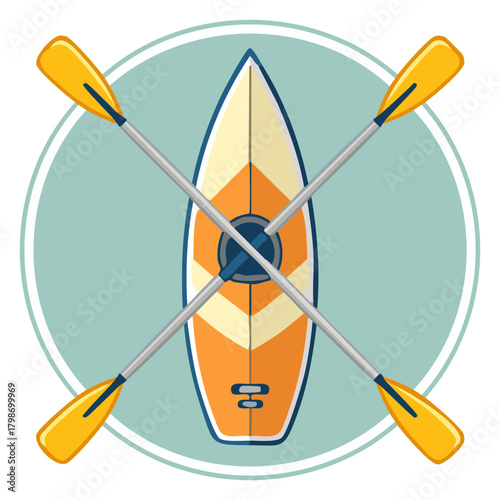 Stand Up Paddleboard Paddles Illustration Aquatic Adventure Watersport Emblem