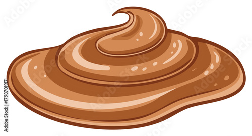 Glossy brown chocolate caramel sweet topping creamy swirl illustration vector