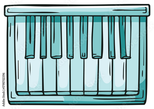 Simple Illustration of Piano Keys in Teal and Blue