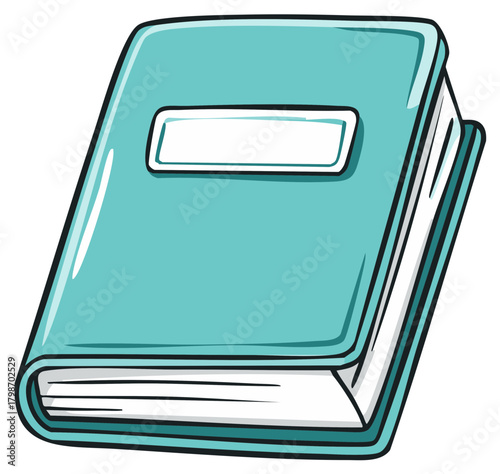 A Teal Blue Hardcover Book with a Blank Label on the Cover