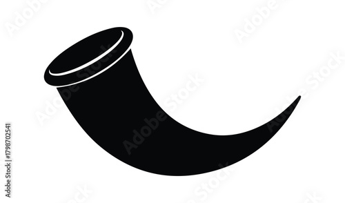 Simple black silhouette of a shofar horn