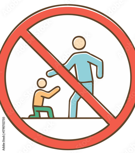 Illustration of a prohibition sign regarding physical contact between people