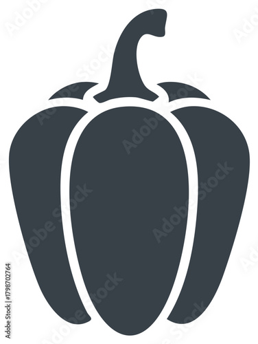 Simple Bell Pepper Icon Vegetable Silhouette Vector Graphic Illustration