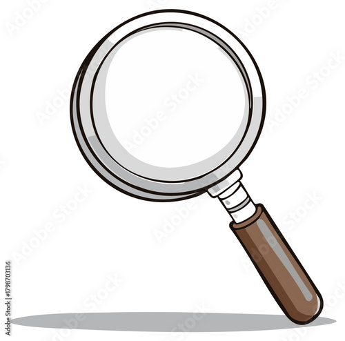 Classic magnifying glass cartoon illustration for search, investigation, and discovery concepts