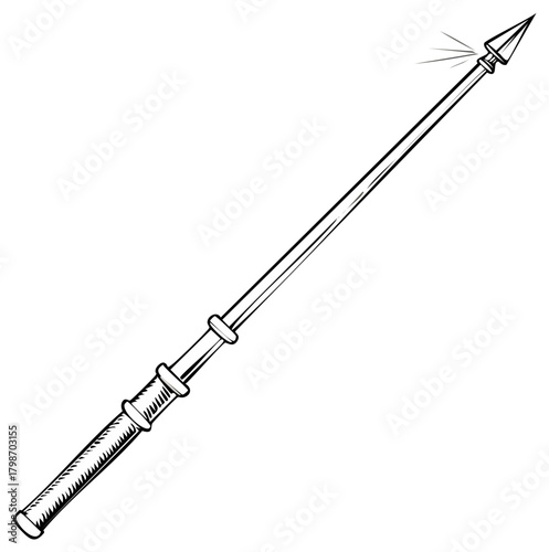 Stylized Spear with Sharp Point and Textured Handle