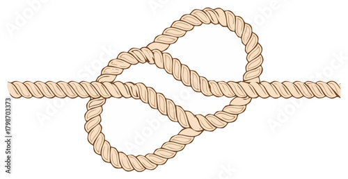 Illustration of a Reef Knot for Secure Fastening of Two Ropes Together Joining Materials Effectively