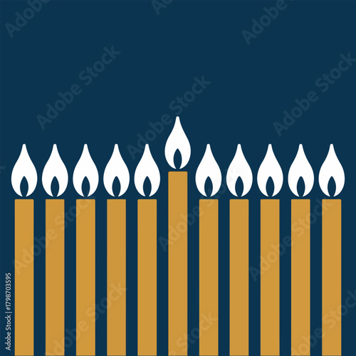 Modern Hanukkah Vector Collection with Menorah, Dreidel, Family Celebration, Food, Candlelight, and Jewish Holiday Symbols