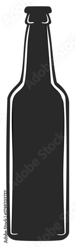 Hand drawn illustration of a beer bottle.  Simple design for drinks and refreshment concepts.