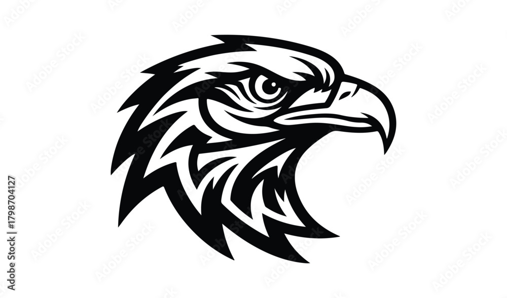 Fototapeta premium Tribal eagle head graphic design black and white
