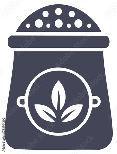 Stylized salt shaker with leaves symbol