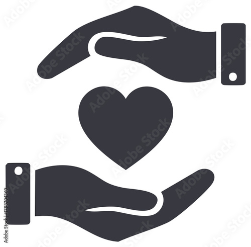 Hands protecting a heart symbol representing love and care