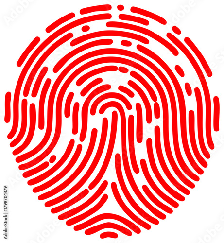 Vibrant Red Fingerprint Biometric Identity Symbol for Security and Data Protection