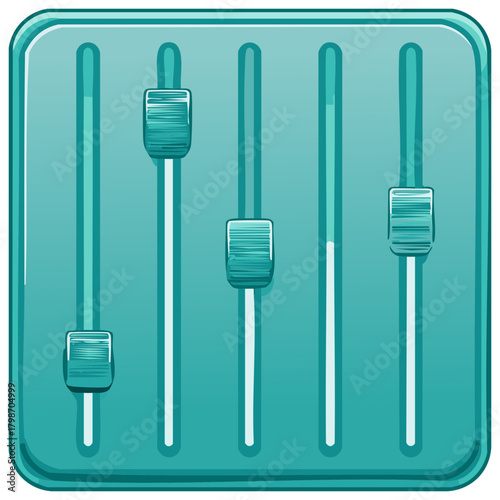 Audio level controls interface in teal color with sliders