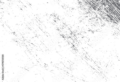 White background with scattered dark gray distressed scratches and speckles creating a grunge texture effect