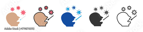 throat swab icon set multi style various collection