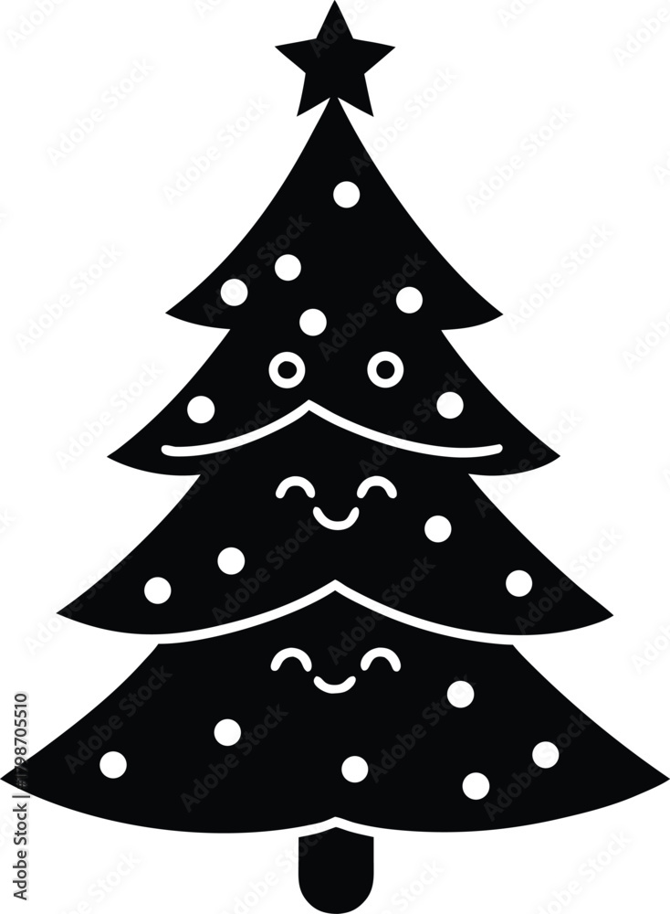 Fototapeta premium cute cartoon christmas tree on white background .eps
