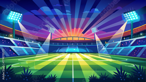 Illustration of a brightly lit stadium