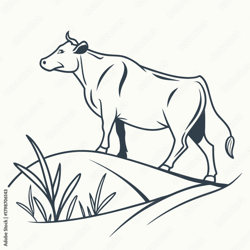 Fototapeta premium white cow in the field